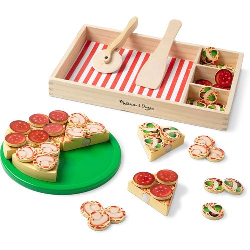 Pizza En Bois, Aliments en bois pour enfants, Jouet éducatif et créatif, Jouets en bois, Jouets de développement, Jouet Montessori, Cadeau pour garçons et filles de 3 4 5 6 7 ans.[G761]
