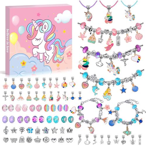Cadeau Fille 5-13 Ans Enfant Jouet Bijoux Diy Charms Bracelet Kit Fabrication Idée Cadeau 5 6 7 8 9 10 11 12 13 Ans Cadeau De Noël Et Anniversaire.[G911]