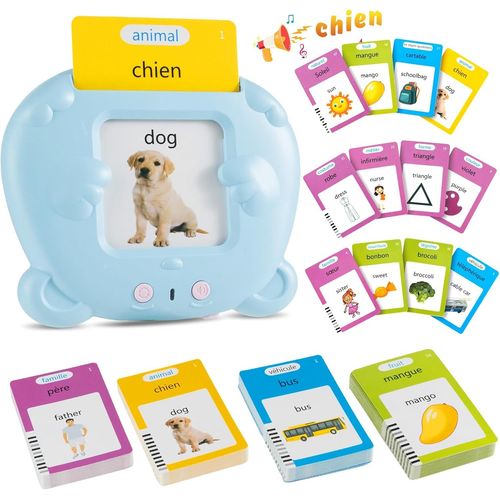 Français et Anglais Standard, Flashcard Jouets Éducatifs pour Enfants de 1 à 6 Ans, 112 Feuilles 224 Mots pour l'apprentissage Audio, Jouets Sensoriels Montessori pour La Logopédie de l'Autisme.[G1110]