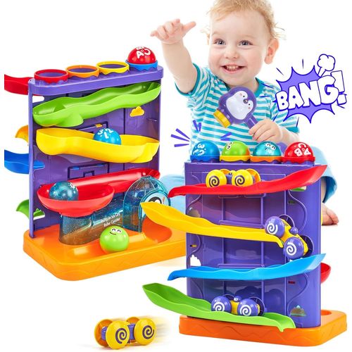 Jouet Bebe 1 an - Circuit Voiture Enfant Jouet Enfant 1 2 Ans avec Marteau et Balle, Jouets Éveil Montessori pour Garçon Fille 1 2 3 Ans Parfait pour Les Cadeaux d'anniversaire Noël.[G1167]
