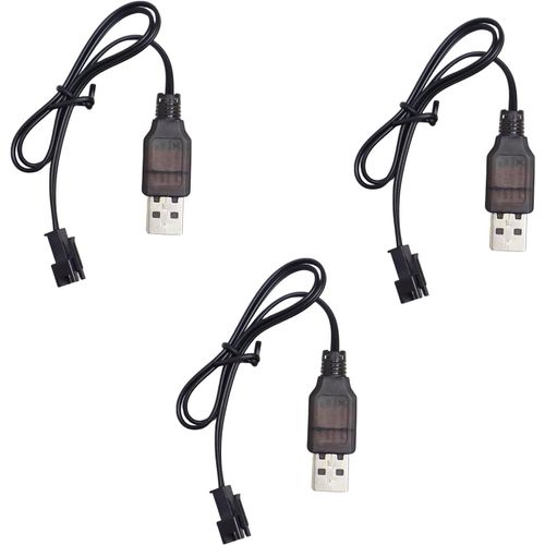 3pcs 3.7v Câble De Chargeur Usb Li Avec Prise Sm-2p, Rc Câble De Chargeur De Lipo Batterie, Pour Nimh/Nicd Batterie (3s) 3.6v, Pour Enfant Jouet Voiture Rc Bateau Drone Avions Rc.[G1313]-Marque Générale