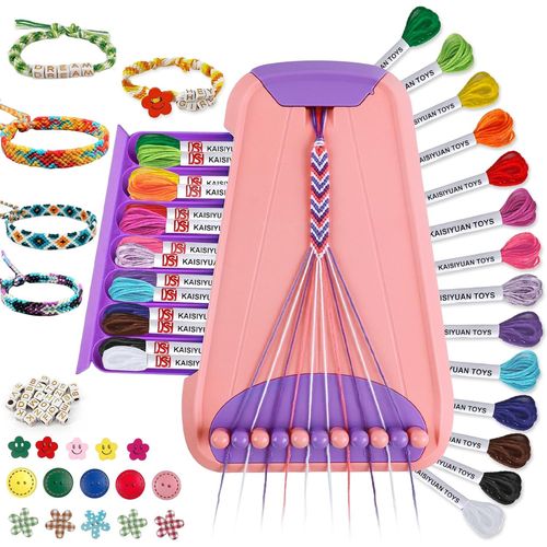 Arts et travaux manuels pour les enfants de 8 à 12 ans, kit de fabrication de bracelets d'amitié pour filles, kit de fabrication de bijoux, cadeaux de Noël pour enfants de 6-12 ans (Rose/Violet).[G1195]