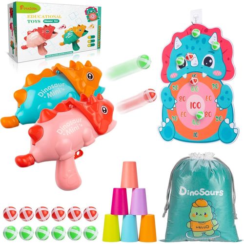2 Pièces Jeu de tir au Pistolet Dinosaure, Jeu Cible pour Enfants avec Plateau de fléchettes,Cadeau d'anniversaire pour Enfants Garçons Filles 5 6 7 8 9 10+Ans.[G1538]