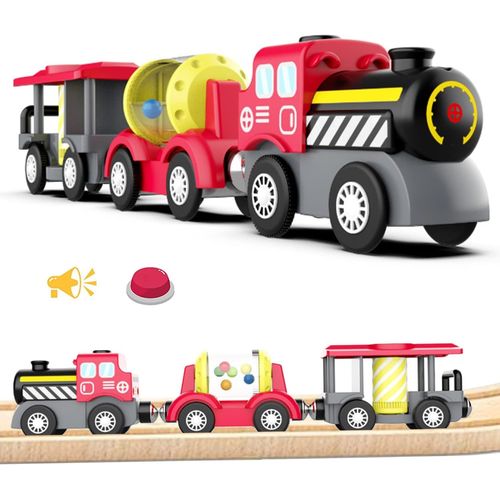Train de locomotives à Piles, Train de Ravitaillement, Train Électrique Haute Vitesse, Circuit Compatible avec Rails en Bois Enfants Lok, Voiture Jouet pour Les Tout-Petits.[G1542]