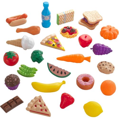 30 Pièces Ensemble de Jouets de Cuisine, Accessoire pour Dinette, Fruits légumes factices, Accessoires en Plastique pour Enfants, Jouet Enfant dès 3 Ans, 63509.[G1558]