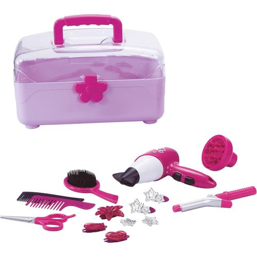 Set de Coiffure Jeu d'Imitation 102111 Rose Plastique Métier Coiffeur Jouet Enfant Piles Non Incluses 10 cm x 8 cm À Partir de 3 Ans.[G1421]
