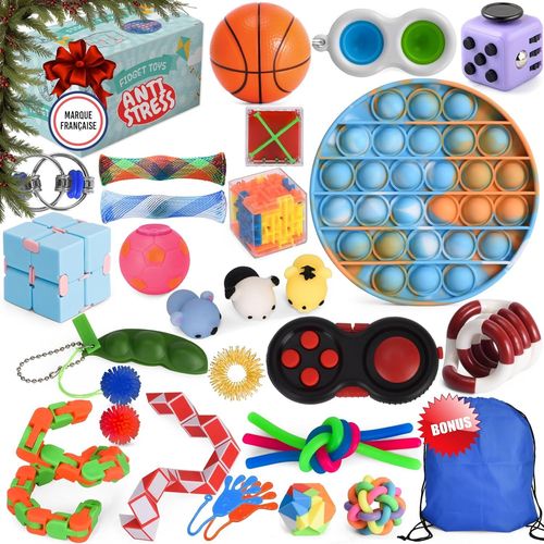 FrenchWay Fidget Toys Pack ¿ Lot de Jouets Anti Stress pour Enfants et Adultes ¿ Objets Satisfaisants pour Evacuer le Stress et Booster la Concentration ¿ Pop It Balle Anti-Stress Main Collante.[G1211]