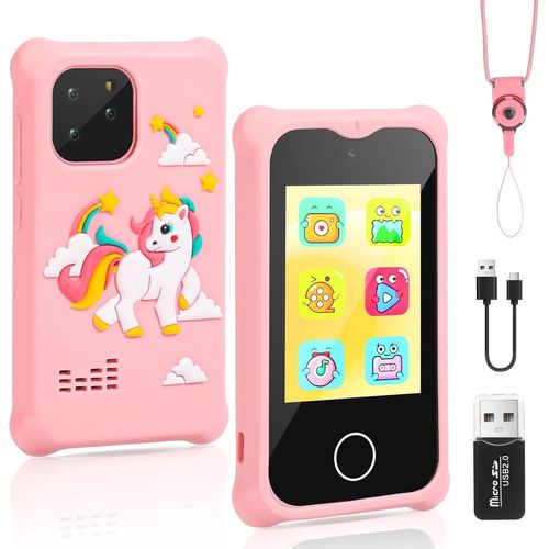 Pretend Smartphone pour Enfants, Jouets à Partir de 3 4 Ans Filles, Appareil Photo Enfant avec Carte SD 32 GB, Jeu de Rôle Téléphone Cadeaux pour 3 4 5 6 7 8-12 Ans Filles Garçons.[G1440]