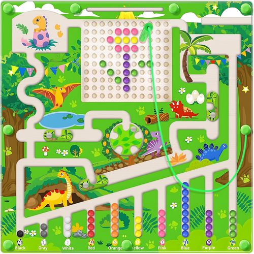 Labyrinthe Magnétique de Couleurs et de Chiffres, tableau magnétique Montessori 2 en 1 pour enfants, jouets d'activités éducatives préscolaires en bois pour les tout-petits pour 3 4 5 6 7 8 Ans.[G1441]