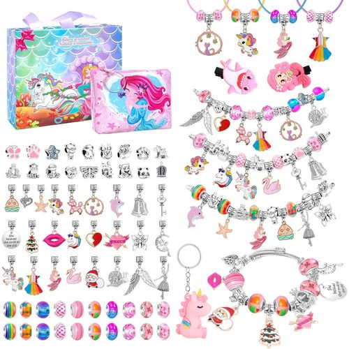 Jouet Fille 5 6 7 8 9 10 11 Ans Cadeau Fille 4-13 Ans Jouet Charms Bracelet Kit Bijoux Enfants Fille Cadeau Fille 5 6 7 8 9 10 Ans Kit Bracelet Cadeau de Noël Cadeau d'Anniversaire.[G414]