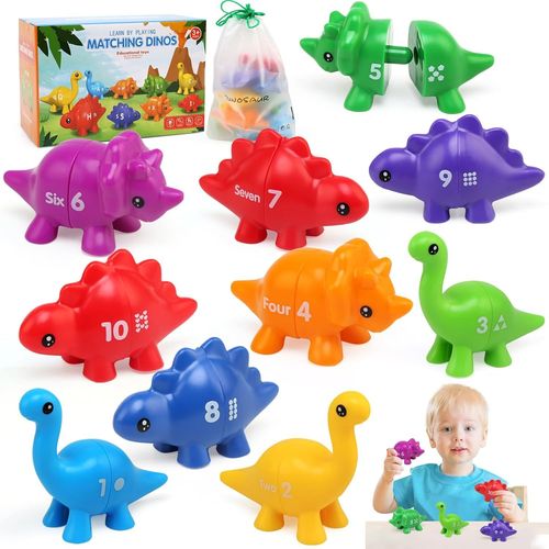 Jeux Montessori 2 3 4 5 Ans, Dinosaure Jouet pour Comptage et Tri, Jeu de Tri Couleur et Nombres Motricité Fine Jouets Educatifs Cadeau pour Enfants Tout-Petits Garçons Filles 2 3 4 5 Ans.[G816]