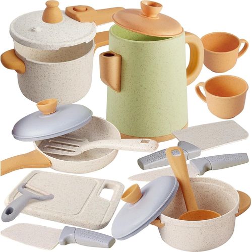 Accessoire Cuisine Dinette Enfant, Kits de Ustensiles de Cuisine, Jouet Cuisine Enfant avec Casseroles et Poêles, Jeu de Rôle Cadeau pour Filles Garçons 3 4 5 Ans.[G1016]