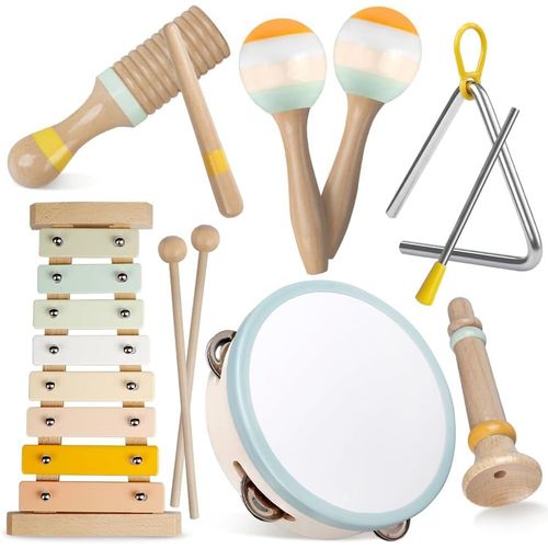 Instruments de Musique pour Tout-Petits, Jouets musicaux Montessori pour bébés, Instruments pour garçons et Filles de 1 an, Cadeau de Noël et d'anniversaire pour Enfants de 1 à 3 Ans (6 in 1).[G227]