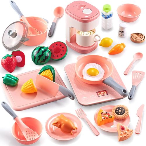 Corgi Accessoire Cuisine Enfant,36Pièces Cuisine Enfant Jouet avec Casseroles et Poêles,Jouets Fruits et Légumes Ustensiles de Cuisine pour Enfants,Chef Jeu de rôle pour Garçons et Filles 3 Ans.[G1240]