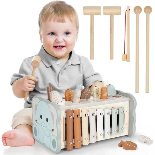 Jouet Bebe 1 an, Jouet Montessori Xylophone Bebe, Jouet en Bois Jeux Enfants Cadeau Garcon Fille 1 2 3 4 Ans.[G1671]