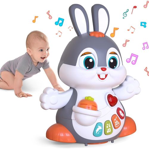 Musicaux Jouet Bebe 1 An Garçon Fille - Jouet Educatif Lapin Rampant Avec Musique Et Lumière -Jeu D'éveil Sensoriel Enfant 2 Ans,Cadeaux Précoces 6 7 8 9 12 18 24 Mois Ha9991.[G242]
