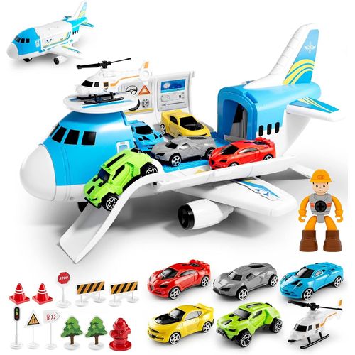 Jouet Enfant 3 Ans Garçons Filles,Voiture Jouets,19 en 1 Avion Transporteur Véhicules,Cadeau.[G836]