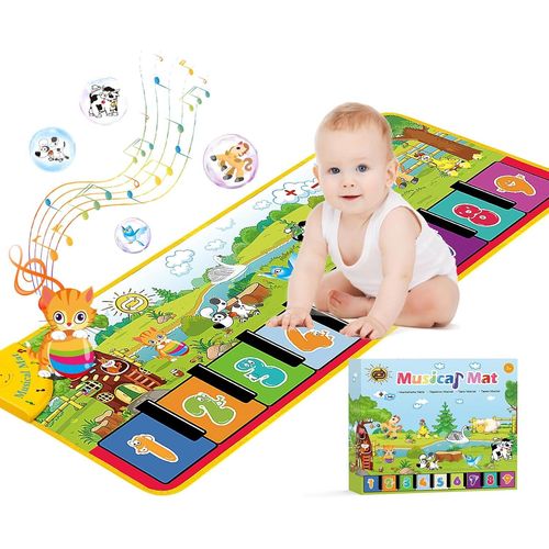 Tapis Musical Bébé Piano avec 18 Sons de Musique, Tapis de Musique avec 9 Claviers de Piano,Tapis de Danse Tactile, Tapis de Sol Musical,Cadeaux pour Filles et Garçons de 1 à 4 Ans (110*37CM).[G1459]