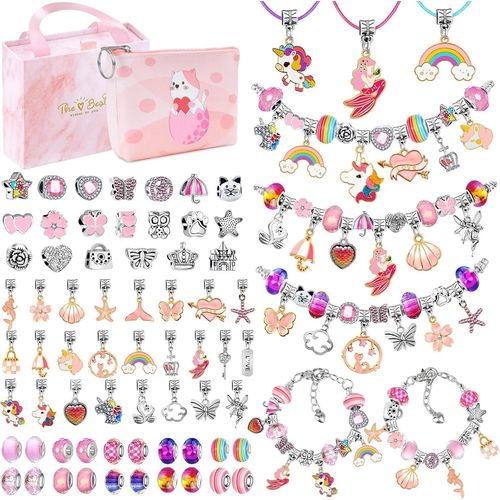Cadeau Fille 5-13 Ans Jouet Enfants Diy Charms Bracelet Kit Fabrication Bijoux Jouet Fille 5 6 7 8 9 10 11 12 13 Ans Idée Cadeau De Noël, Anniversaire.[G681]