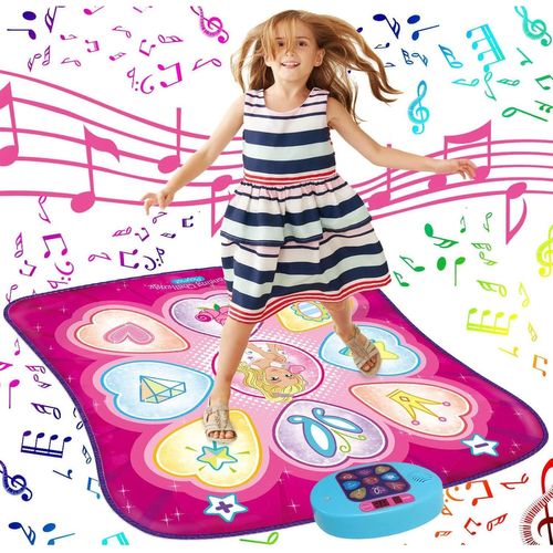 Tapis de Danse - Jeu de Danse Cadeau pour Enfants Filles - Tapis de Danse avec Lumières LED, Volume réglable, Musique intégrée, 3 Niveaux de Défi (3-12 Ans).[G658]
