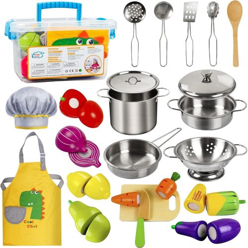 Accessoire Cuisine en Bois Enfant Jouets Fruits et Légumes à Découper Ustensile Accessoire Jeux de Cuisine pour Les Enfants de Plus de 3 Ans.[G464]