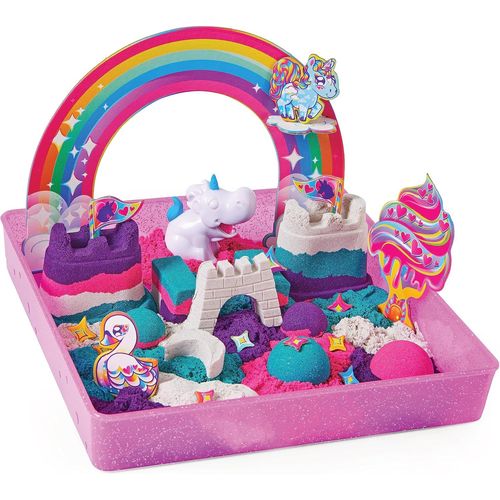 KINETIC SAND SABLE MAGIQUE - ROYAUME DES LICORNES 907 G + 8 MOULES - Créez Différentes Formes Hypnotisantes avec Ce Sable Magique Et Coloré comme De La Pâte A Modeler - Jouet Enfant 3 Ans Et +.[G1276]