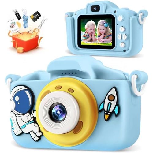 Appareil Photo Enfant, Mini Appareil Photo Numérique, 48mp & HD 1080P Caméra Vidéo Selfie, Appareil Photo avec 2.1 Pouces Numérique & 32GB SD Carte, Cadeau Jouet Filles Garçons de 3 à 10 Ans.[G1718]