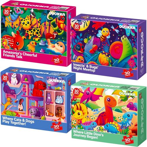 Puzzle 30 Pièces de 3 à 4 Ans - 4 Jeux Puzzle Enfant pour de 2 à 3 Ans - Jouets d'apprentissage pour Animaux de Compagnie pour Enfants de 4 à 5 Ans - Jouet Cadeau pour Garçons et Filles.[G880]