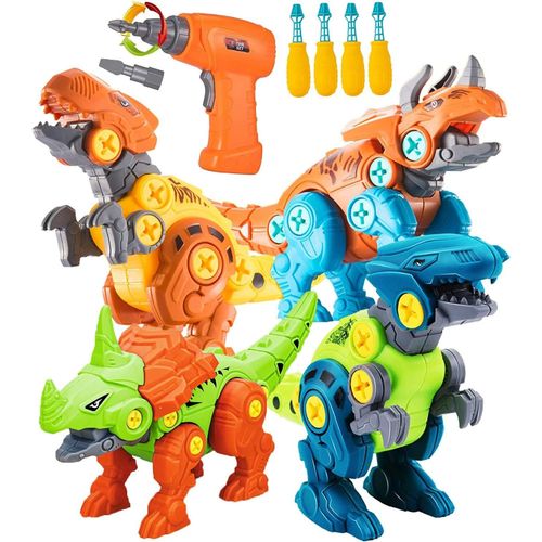 Démontage Jouet Dinosaure pour Enfants avec Perceuse Électrique, 4 Packs DIY Éducatif STEM Jouet, Construction Anniversaire Puzzle Dinosaure pour 3-7 Années Ancien Cadeau Garçons et Filles.[G1283]