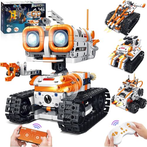 Robot Enfant 5 6 7 8 9 10 11 12+ Ans Garcon 4 En-1 Robot Telecommande Garcon Robot Jouet Mech Dinosaure Jouet De Construction Programmable Cadeau D'anniversaire Cadeau De Noël.[G1282]