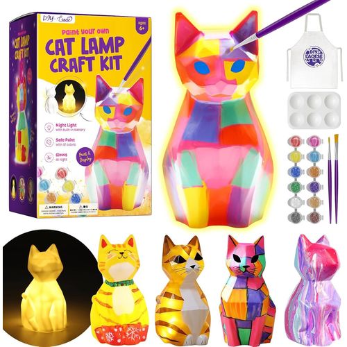 Kit de Peinture Lampe de Chat Veilleuse 3D, Cadeau Fille 6 7 8 9 10 12 Ans, Loisirs Créatifs Bricolage Enfant, Jouet Fille Garcon, Kit d'Arts et d'Artisanat, Idee Cadeau Fille 4-12 Ans.[G105]