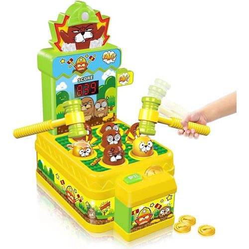 Whack Jeu De Pièces De Monnaie Électronique Avec 2 Marteaux, Pour Les Tout-Petits, Les Filles Et Les Garçons Âgés De 3 À 6 Ans.[G490]