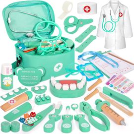 Malette Docteur Enfant,Kit de Médecin Jouets,Jouets de Dentiste pour Enfants,avec Stetoscop Enfant, Thermomètre, Seringue et Plus Kit,Cadeau médical de Jeu de Rôle pour Filles garçons 3-8 Ans.[G697]