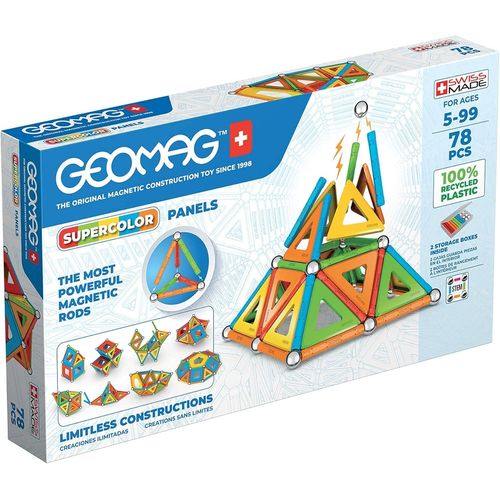 Supercolor Blocs de Constructions Magnétiques pour Enfants, Jeu et Jouet en Forme de Cube, Green Collection 100% Plastique Recyclé, 78 pièces.[G1094]