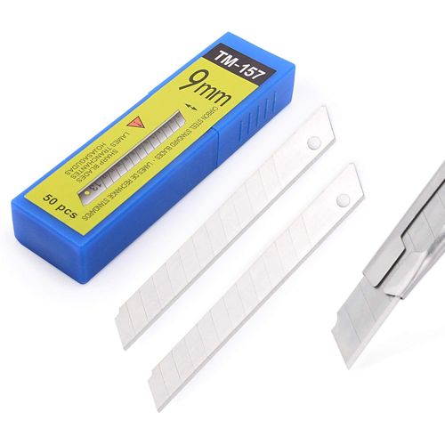 50 Lames Cutter sécables 9mm Lames de 60 degrés en Acier Inoxydable, Lames Sécables de Rechange, Lame de Cutter Professionnel, Lames de Rechange pour Cutter.[G406]