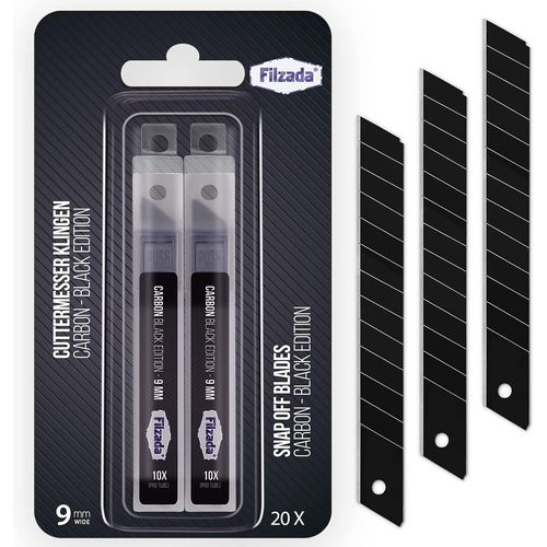 20x Lames de rechange Cutter 9mm BLACK - Lames de cutter ultra coupantes - Lames sécables pour cutters 9mm.[G238]