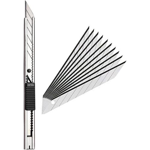 1 pièce Main Droite et Main Gauche Cutter de 9mm Lames sécables en Angle 30° + 10 pièces Snap Off Lames de Rechange, Cutter de Precision.[G186]