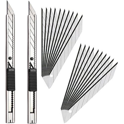 2 pièces Main Droite et Main Gauche Cutter de 9 mm Lames Sécables en Angle 30° + 20 pièces Lames de Rechange, Cutter de Précision.[G154]
