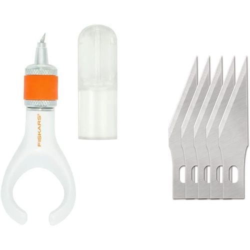 Fiskars Cutter Index De Précision À Lame Pivotante, Convient Aux Droitiers Et Aux Gauchers, Longueur Totale: 17,6 Cm, Acier/Plastique, Blanc & Lames De Rechange Es, N°11, 5 Unités, Argent.[G168]