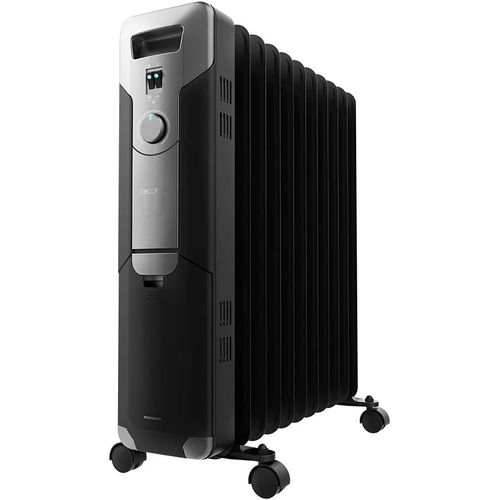 Radiateur électrique à huile ReadyWarm 11000 Space Black 11 modules, faible consommation d'énergie, 2500 W, 3 niveaux, collecteur de câbles, système de sécurité, 25 m2
