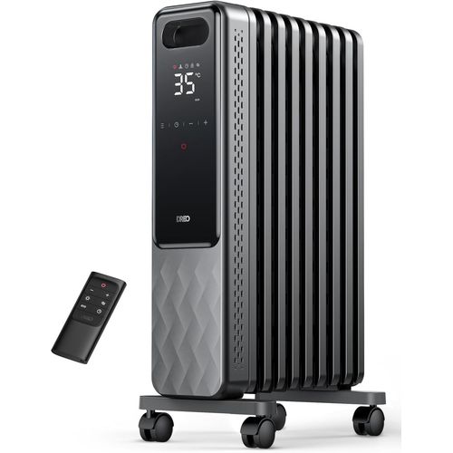 Radiateur à bain d'huile 2000W, 9 éléments Mobile Chauffage électrique avec Thermostat, 4 Modes, Protection anti-basculement et anti surchauffe, Chauffage d'Appoint Portable, Minuterie 1-24 h