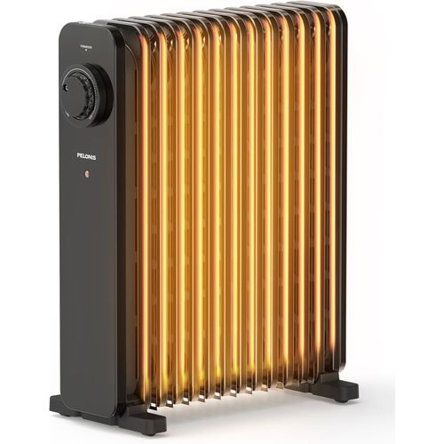 13 éléments Radiateur Bain d'Huile 2500W, Mobile Chauffage électrique, Thermostat réglable, Radiateur à huile Economie d'énergie, 3 niveaux de chaleur, Caractéristiques de sécurité intégrées