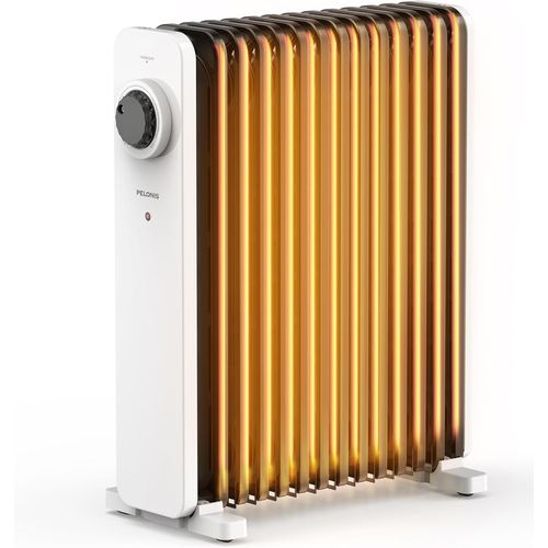 Radiateur Bain d'Huile 2500W, 13 éléments Chauffage électrique avec Thermostat réglable & 3 niveaux de puissance, Radiateur à huile à économie d'énergie avec protection contre la surchauffe