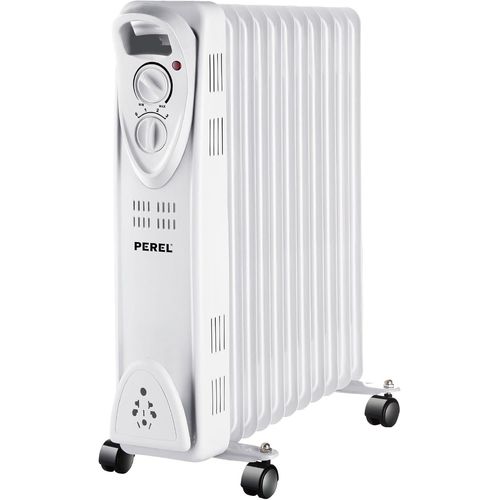 Radiateur à huile 2500W avec 11 ailettes, 3 niveaux de chauffe, thermostat réglable, poignée, roulettes, protection anti-surchauffe et basculement, chauffage d'appoint portable, silencieux et
