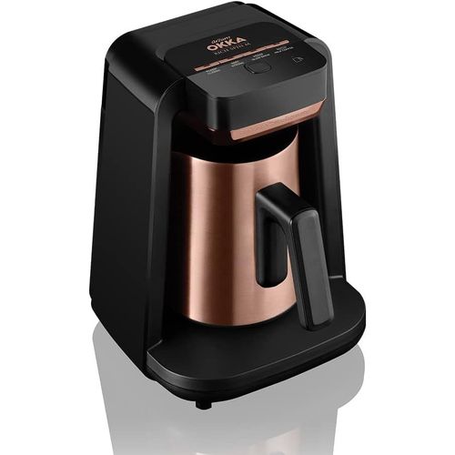 Okka Rich Spin M Ok0012 Machine À Café Turque, Cafetière En Acier Inoxydable 700w (Chauffe-Lait Moka Turc Avec Chocolat Au Lait Chaud) - Capacité 5 Tasses - Noir/Cuivre