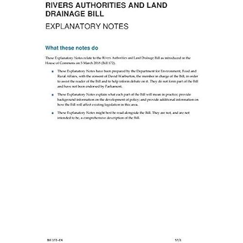 Rivers Authorities And Land Drainage Bill Explanatory Notes (House Of Commons) Hcb 172en