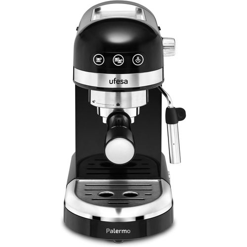 Palermo Machine à Café Expresso et Capuccino, 20 Bars, 1350W, Écran tactile, Vaporisateur régable, Système Thermoblock, Réservoir 1,4L, Fonction chauffe-tasses