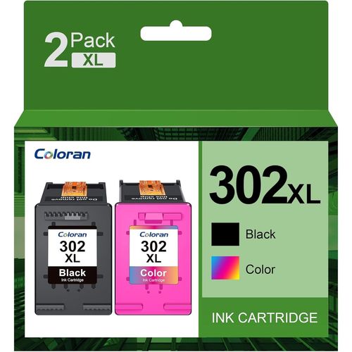 302XL Cartouches d'encre Remanufacturées Compatible pour HP 302 pour Officejet 3830 3831 3833 3835 Envy 4520 4525 Deskjet 2130 3630 3632 (2-Pack)