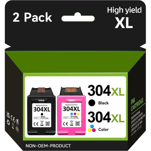 304XL Cartouches d'encre Remplacement pour Cartouche HP 304 XL Encre HP 304 pour DeskJet 3720 2620 3760 3762 2634 2622 2630 3750 2600 3730 3764 Envy 5030 5010 5020 5000 5032 (1 Noir, 1 Couleur)