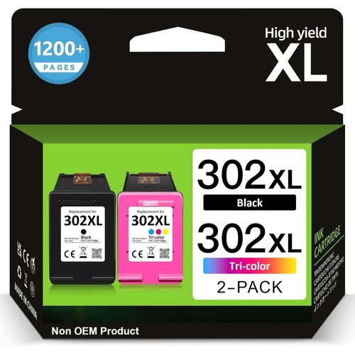 Cartouche 302 XL Noir et Couleur, Encre 302XL Remplacement pour Cartouche Encre HP 302, Cartouche Imprimante 302 pour OfficeJet 3831 5232 4650 4658 5230 DeskJet 3630 3636 3639 Envy 4524 4527